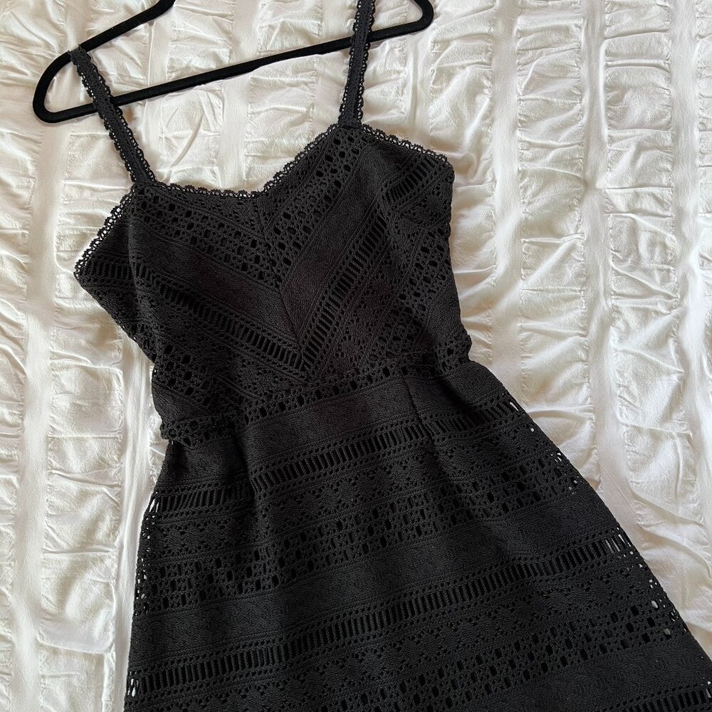 Guess Black Crochet A-Line Dress, Size: 10